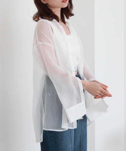 archives（アルシーヴ）の「シアースリットスリーブシャツ（シャツ/ブラウス・レディース・ラベンダー/オフホワイト/グリーン/ブラック・MEDIUM）」の6枚目の写真