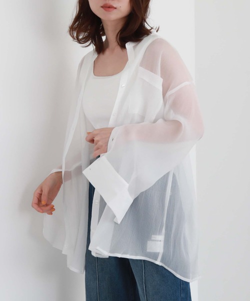 archives（アルシーヴ）の「シアースリットスリーブシャツ（シャツ/ブラウス・レディース・ラベンダー/オフホワイト/グリーン/ブラック・MEDIUM）」の5枚目の写真