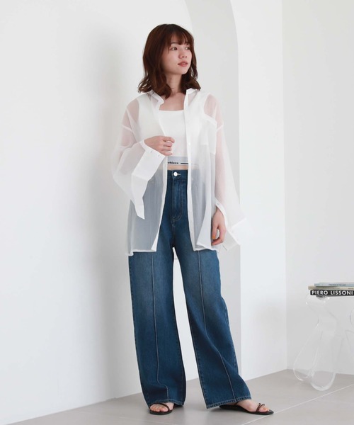 archives（アルシーヴ）の「シアースリットスリーブシャツ（シャツ/ブラウス・レディース・ラベンダー/オフホワイト/グリーン/ブラック・MEDIUM）」の8枚目の写真