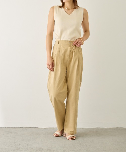 ｔｏｌｅｎｅ（トレネ）の「ハイウエストコットンストレートパンツ（その他パンツ・レディース・ホワイト/ピンク/ラベンダー/ベージュ/ライトブルー/ブラック・M/L）」の3枚目の写真