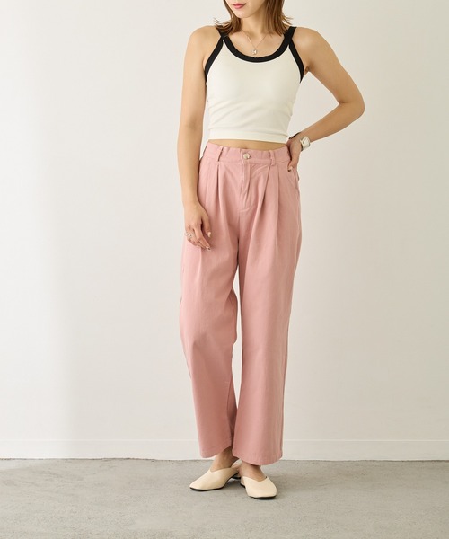 ｔｏｌｅｎｅ（トレネ）の「ハイウエストコットンストレートパンツ（その他パンツ・レディース・ホワイト/ピンク/ラベンダー/ベージュ/ライトブルー/ブラック・M/L）」の6枚目の写真