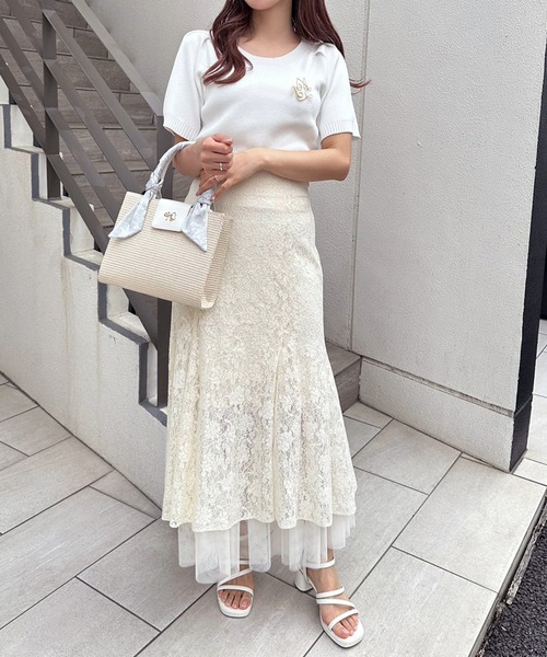 one after another NICE CLAUP(ワンアフターアナザーナイスクラップ)の「スカーフ付き雑材かごバック(ショルダーバッグ・レディース・アイボリー/ピンク・FREE)」の9枚目の写真