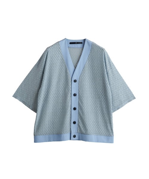 NO ID.（ノーアイディ）の「【NO ID.】Lace Cardigan / レース カーディガン（カーディガン/ボレロ・メンズ・ライトブルー/ブラック/ホワイト・ONE SIZE）」の7枚目の写真