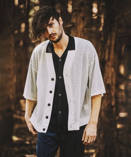 NO ID.（ノーアイディ）の「【NO ID.】Lace Cardigan / レース カーディガン（カーディガン/ボレロ・メンズ・ライトブルー/ブラック/ホワイト・ONE SIZE）」の17枚目の写真