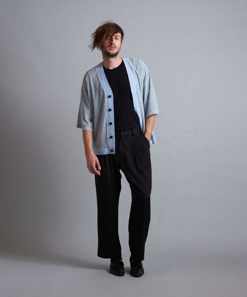 NO ID.（ノーアイディ）の「【NO ID.】Lace Cardigan / レース カーディガン（カーディガン/ボレロ・メンズ・ライトブルー/ブラック/ホワイト・ONE SIZE）」の18枚目の写真