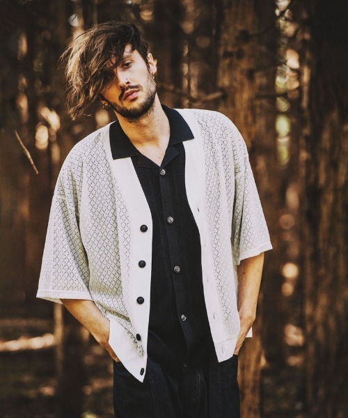 NO ID.（ノーアイディ）の「【NO ID.】Lace Cardigan / レース カーディガン（カーディガン/ボレロ・メンズ・ライトブルー/ブラック/ホワイト・ONE SIZE）」の22枚目の写真