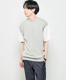 MEN'S MELROSE | ニットコンビフェイクレイヤードTシャツ(Tシャツ/カットソー)