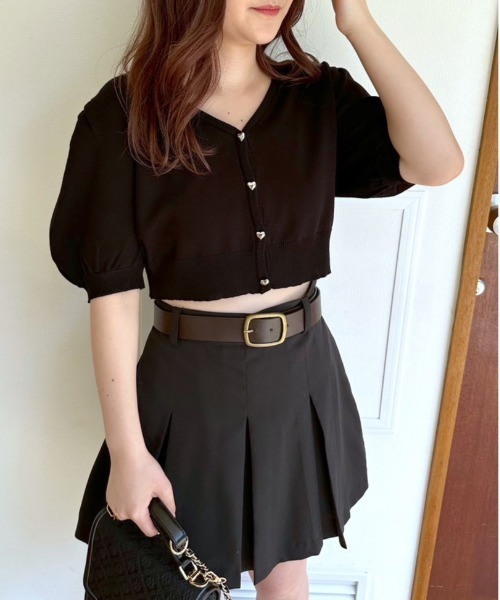 OLIVE des OLIVE(オリーブデオリーブ)の「半袖ハートボタンカーディガン 1031050240(カーディガン/ボレロ・レディース・ブラック/サックスブルー/オフホワイト/レッド/ラベンダー・FREE)」の18枚目の写真