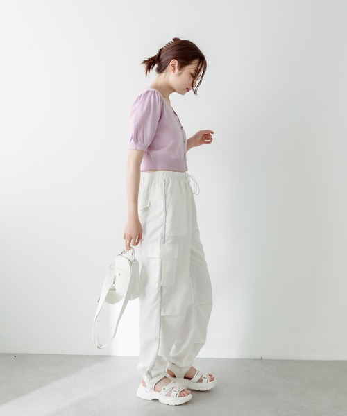 OLIVE des OLIVE(オリーブデオリーブ)の「半袖ハートボタンカーディガン 1031050240(カーディガン/ボレロ・レディース・ブラック/サックスブルー/オフホワイト/レッド/ラベンダー・FREE)」の14枚目の写真