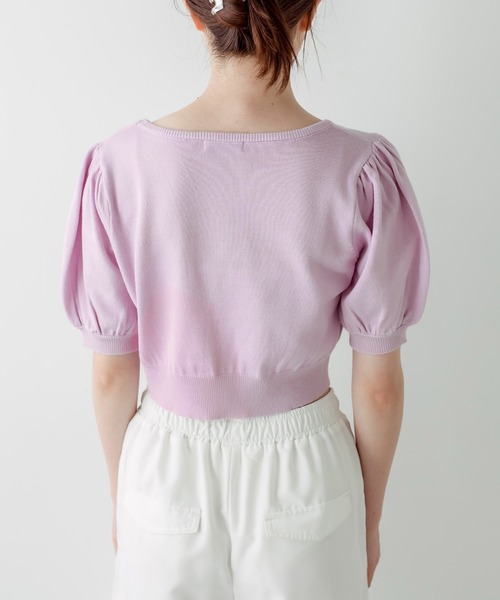 OLIVE des OLIVE(オリーブデオリーブ)の「半袖ハートボタンカーディガン 1031050240(カーディガン/ボレロ・レディース・ブラック/サックスブルー/オフホワイト/レッド/ラベンダー・FREE)」の16枚目の写真