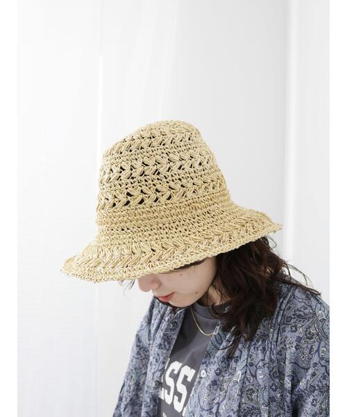 Samansa Mos2 blue（サマンサモスモスブルー）の「透かし編みペーパーハット（ハット・レディース・ベージュ/キャメル・F）」の20枚目の写真