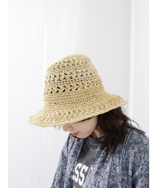 Samansa Mos2 blue（サマンサモスモスブルー）の「透かし編みペーパーハット（ハット・レディース・ベージュ/キャメル・F）」の9枚目の写真