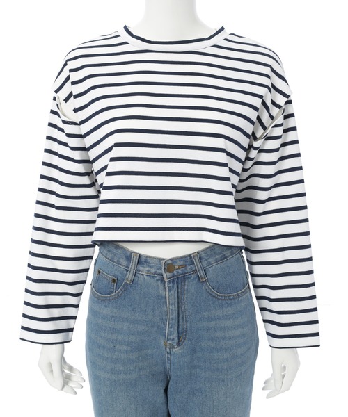 fifth（フィフス）の「カッティングスリーブボーダーロンT（Tシャツ/カットソー・レディース・ネイビー/ホワイト・M）」の4枚目の写真