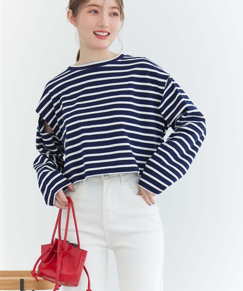 fifth（フィフス）の「カッティングスリーブボーダーロンT（Tシャツ/カットソー・レディース・ネイビー/ホワイト・M）」の20枚目の写真