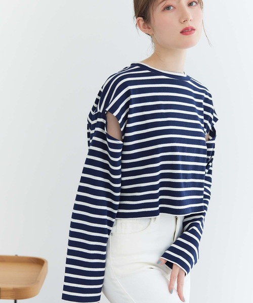 fifth（フィフス）の「カッティングスリーブボーダーロンT（Tシャツ/カットソー・レディース・ネイビー/ホワイト・M）」の19枚目の写真