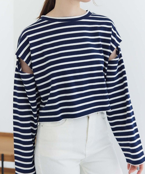 fifth（フィフス）の「カッティングスリーブボーダーロンT（Tシャツ/カットソー・レディース・ネイビー/ホワイト・M）」の17枚目の写真