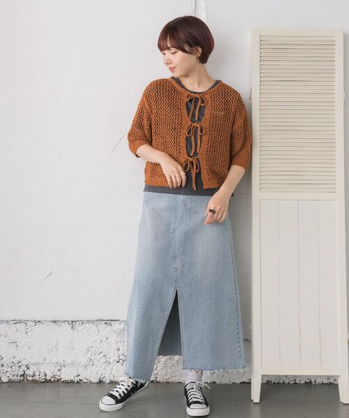 RETRO GIRL（レトロガール）の「2WAYテープヤーンニット（ニット/セーター・レディース・ブラウン/ブルー系その他/グリーン/ホワイト・FREE）」の15枚目の写真