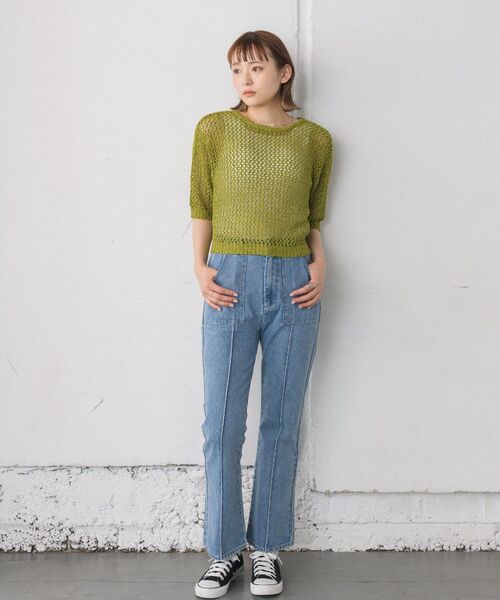 RETRO GIRL（レトロガール）の「2WAYテープヤーンニット（ニット/セーター・レディース・ブラウン/ブルー系その他/グリーン/ホワイト・FREE）」の22枚目の写真