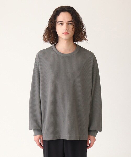 tk.TAKEO KIKUCHI(ティーケータケオキクチ)の「◆カラーワッフルビッグカットソー(Tシャツ/カットソー・メンズ・ブラック/ホワイト/ネイビー/ダークグレー/マスタード・88)」の7枚目の写真