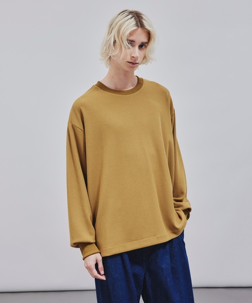 tk.TAKEO KIKUCHI(ティーケータケオキクチ)の「◆カラーワッフルビッグカットソー(Tシャツ/カットソー・メンズ・ブラック/ホワイト/ネイビー/ダークグレー/マスタード・88)」の1枚目の写真