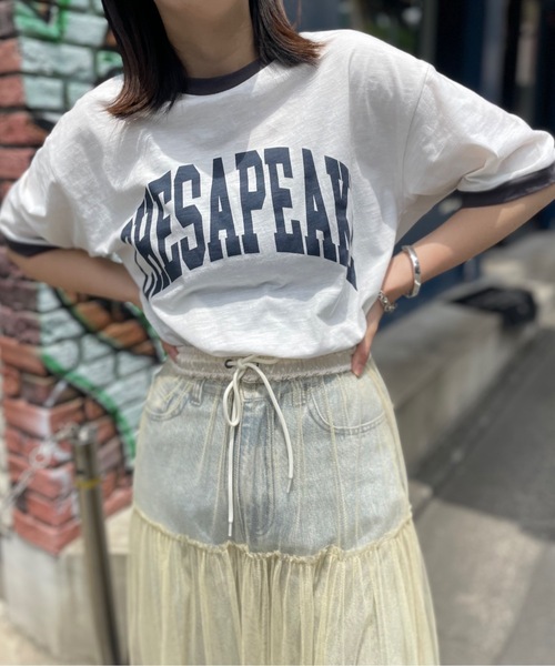 mi via loca(ミヴィアロカ)の「CVCスラブ天竺リンガーBIGTシャツ(Tシャツ/カットソー・レディース・ホワイト系1/ホワイト系2/ホワイト系3・FREE)」の14枚目の写真