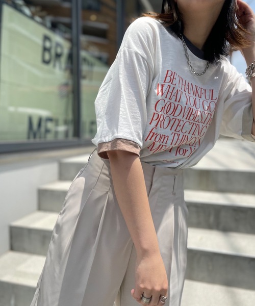 mi via loca(ミヴィアロカ)の「CVCスラブ天竺リンガーBIGTシャツ(Tシャツ/カットソー・レディース・ホワイト系1/ホワイト系2/ホワイト系3・FREE)」の21枚目の写真