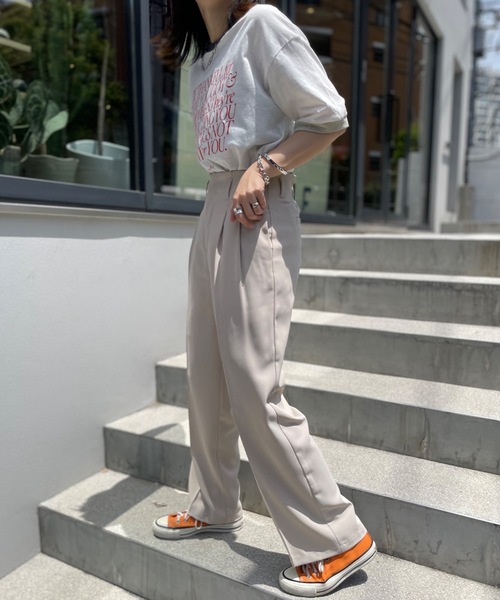 mi via loca(ミヴィアロカ)の「CVCスラブ天竺リンガーBIGTシャツ(Tシャツ/カットソー・レディース・ホワイト系1/ホワイト系2/ホワイト系3・FREE)」の17枚目の写真