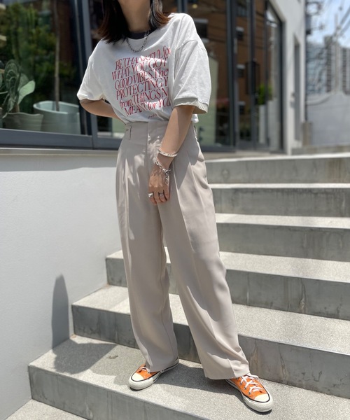 mi via loca(ミヴィアロカ)の「CVCスラブ天竺リンガーBIGTシャツ(Tシャツ/カットソー・レディース・ホワイト系1/ホワイト系2/ホワイト系3・FREE)」の12枚目の写真