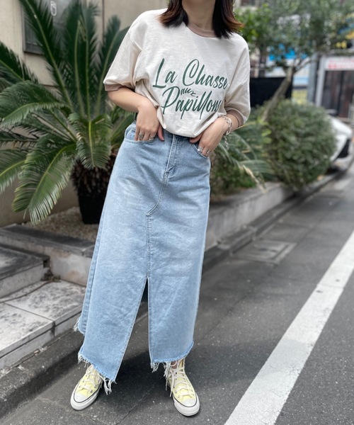 mi via loca(ミヴィアロカ)の「CVCスラブ天竺リンガーBIGTシャツ(Tシャツ/カットソー・レディース・ホワイト系1/ホワイト系2/ホワイト系3・FREE)」の13枚目の写真