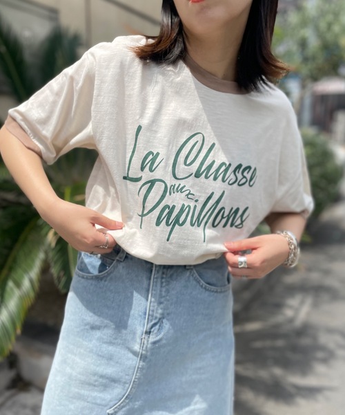 mi via loca(ミヴィアロカ)の「CVCスラブ天竺リンガーBIGTシャツ(Tシャツ/カットソー・レディース・ホワイト系1/ホワイト系2/ホワイト系3・FREE)」の22枚目の写真
