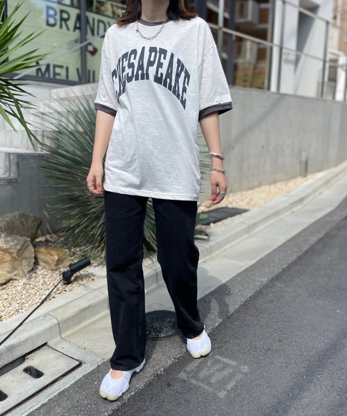 mi via loca(ミヴィアロカ)の「CVCスラブ天竺リンガーBIGTシャツ(Tシャツ/カットソー・レディース・ホワイト系1/ホワイト系2/ホワイト系3・FREE)」の15枚目の写真