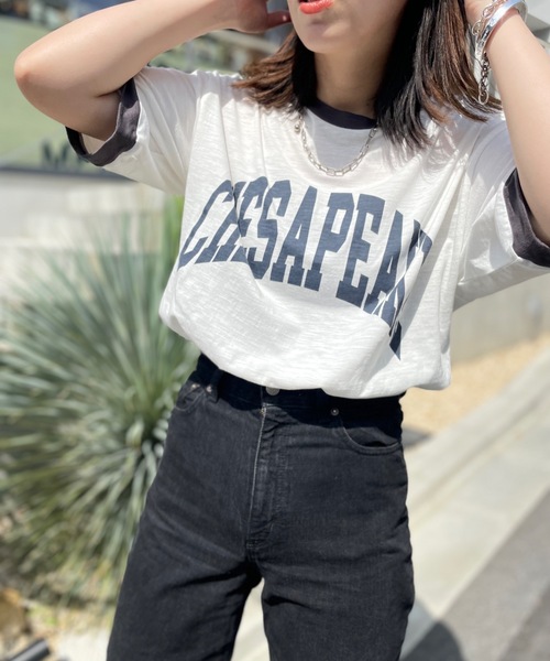 mi via loca(ミヴィアロカ)の「CVCスラブ天竺リンガーBIGTシャツ(Tシャツ/カットソー・レディース・ホワイト系1/ホワイト系2/ホワイト系3・FREE)」の10枚目の写真