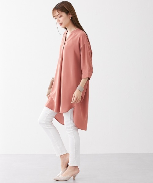 nissen（ニッセン）の「とろみ素材　サイドタックスキッパーシャツ（シャツ/ブラウス・レディース・ピンク/オフホワイト/カーキ/ライトグレー/ブラック・M/LL/L/S）」の11枚目の写真