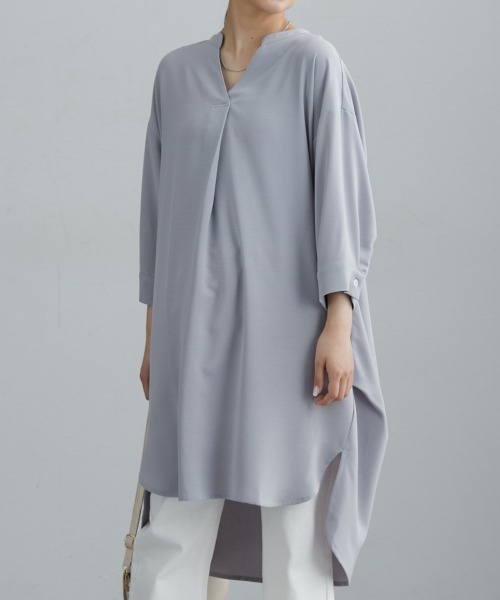 nissen（ニッセン）の「とろみ素材　サイドタックスキッパーシャツ（シャツ/ブラウス・レディース・ピンク/オフホワイト/カーキ/ライトグレー/ブラック・M/LL/L/S）」の21枚目の写真