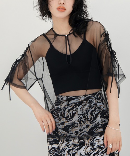 VACANCY（ヴァカンシー）の「2wayチュールシアーブラウス（シャツ/ブラウス・レディース・ブラック/その他・FREE）」の2枚目の写真