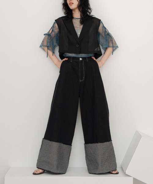 ブラウス シャツ 2WAYチュールシアーブラウス レディース hinari（ヒナリ）の「2WAYチュールシアーブラウス（シャツ