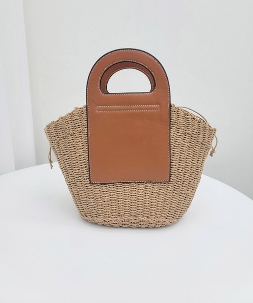 folka（フォルカ）の「1-PUレザー×かごコンビバッグ 【Maison select -メゾンセレクト-】（かごバッグ・レディース・アイボリー/ブラウン・FREE）」の10枚目の写真