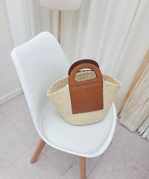 folka（フォルカ）の「1-PUレザー×かごコンビバッグ 【Maison select -メゾンセレクト-】（かごバッグ・レディース・アイボリー/ブラウン・FREE）」の5枚目の写真