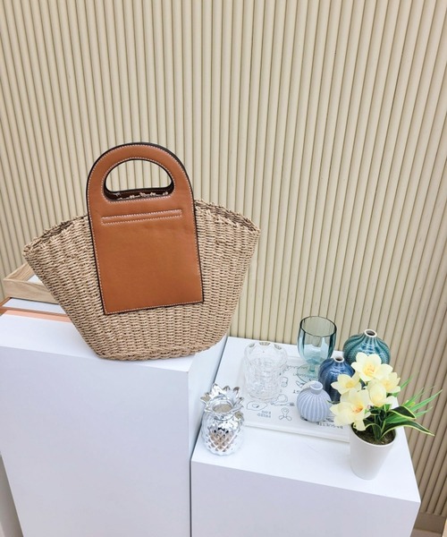 folka（フォルカ）の「1-PUレザー×かごコンビバッグ 【Maison select -メゾンセレクト-】（かごバッグ・レディース・アイボリー/ブラウン・FREE）」の6枚目の写真