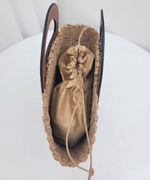 folka（フォルカ）の「1-PUレザー×かごコンビバッグ 【Maison select -メゾンセレクト-】（かごバッグ・レディース・アイボリー/ブラウン・FREE）」の9枚目の写真