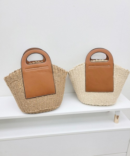 folka（フォルカ）の「1-PUレザー×かごコンビバッグ 【Maison select -メゾンセレクト-】（かごバッグ・レディース・アイボリー/ブラウン・FREE）」の8枚目の写真