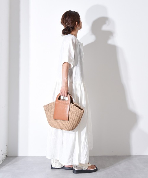 folka（フォルカ）の「1-PUレザー×かごコンビバッグ 【Maison select -メゾンセレクト-】（かごバッグ・レディース・アイボリー/ブラウン・FREE）」の12枚目の写真