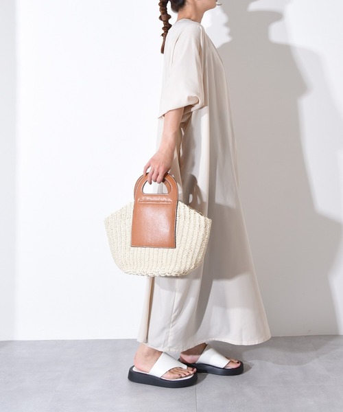 folka（フォルカ）の「1-PUレザー×かごコンビバッグ 【Maison select -メゾンセレクト-】（かごバッグ・レディース・アイボリー/ブラウン・FREE）」の21枚目の写真