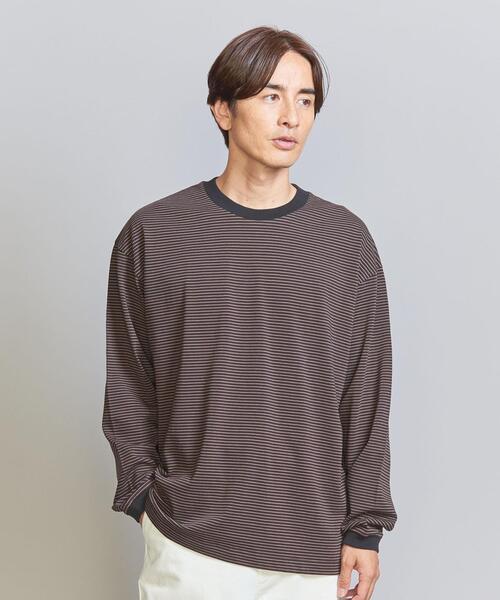 BEAUTY&YOUTH UNITED ARROWS（ビューティーアンドユースユナイテッドアローズ）の「ミジン ボーダー リンガー ロングスリーブ Tシャツ（Tシャツ/カットソー・メンズ・ライトグレー/ダークブラウン/オリーブ・S/L/M/XL）」の16枚目の写真