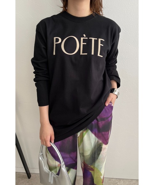 palm RICHE(ポームリシュ)の「POETEフロッキーロンT(Tシャツ/カットソー・レディース・ネイビー/ホワイト/ブラック・M)」の2枚目の写真