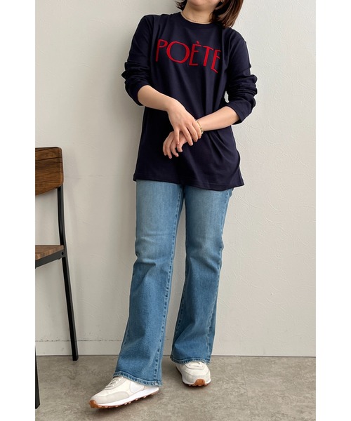 palm RICHE(ポームリシュ)の「POETEフロッキーロンT(Tシャツ/カットソー・レディース・ネイビー/ホワイト/ブラック・M)」の8枚目の写真