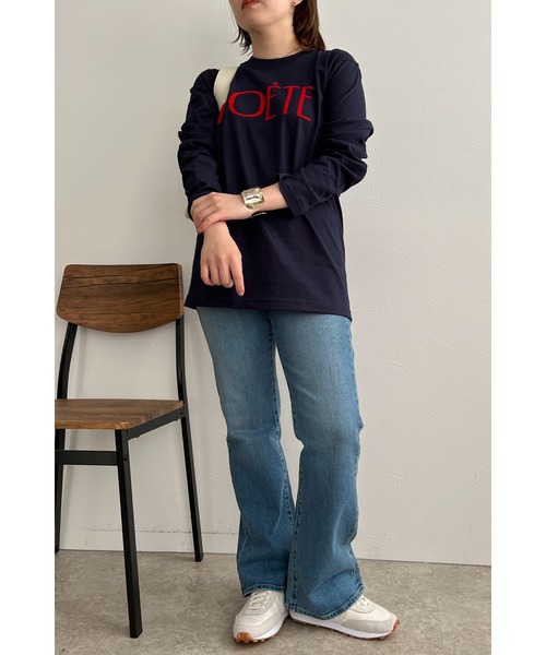 palm RICHE(ポームリシュ)の「POETEフロッキーロンT(Tシャツ/カットソー・レディース・ネイビー/ホワイト/ブラック・M)」の9枚目の写真
