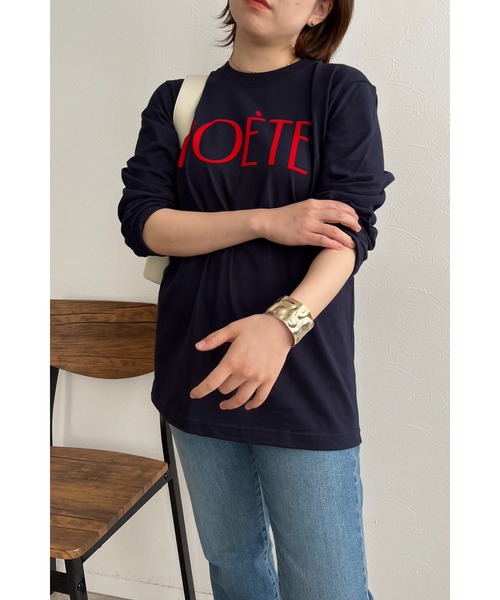 palm RICHE(ポームリシュ)の「POETEフロッキーロンT(Tシャツ/カットソー・レディース・ネイビー/ホワイト/ブラック・M)」の7枚目の写真