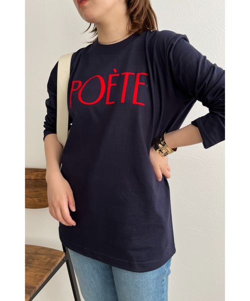 palm RICHE(ポームリシュ)の「POETEフロッキーロンT(Tシャツ/カットソー・レディース・ネイビー/ホワイト/ブラック・M)」の4枚目の写真