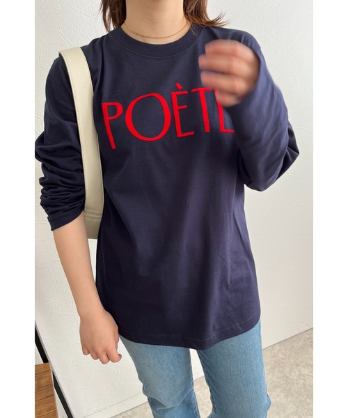 palm RICHE(ポームリシュ)の「POETEフロッキーロンT(Tシャツ/カットソー・レディース・ネイビー/ホワイト/ブラック・M)」の5枚目の写真